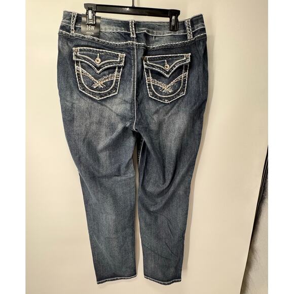 Cato Women's 16W Classic Skinny Leg Jeans Embroidered Pockets Dark Wash Denim - Picture 2 of 4